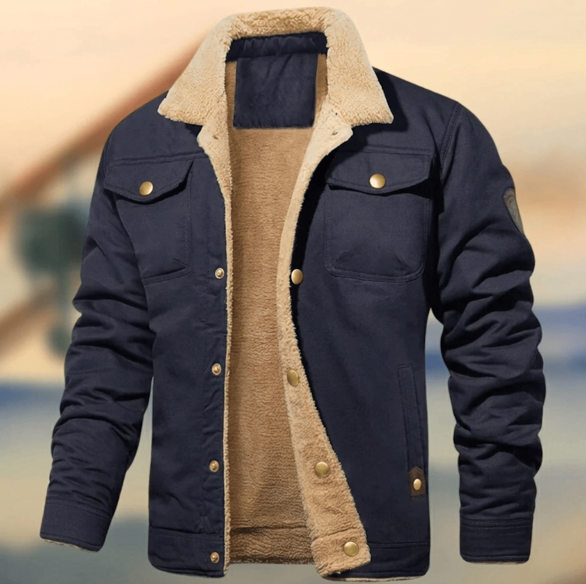 Men's Winter Jacket with Sherpa Collar – Relaxed Fit Button-Down Style for Casual Wear - We are MFEO