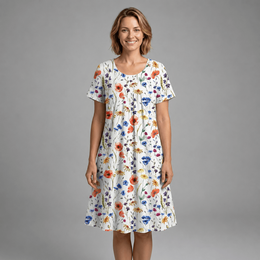 Midi Dress – Wildflower Print, Flared Silhouette with Pockets for Summer - We are MFEO