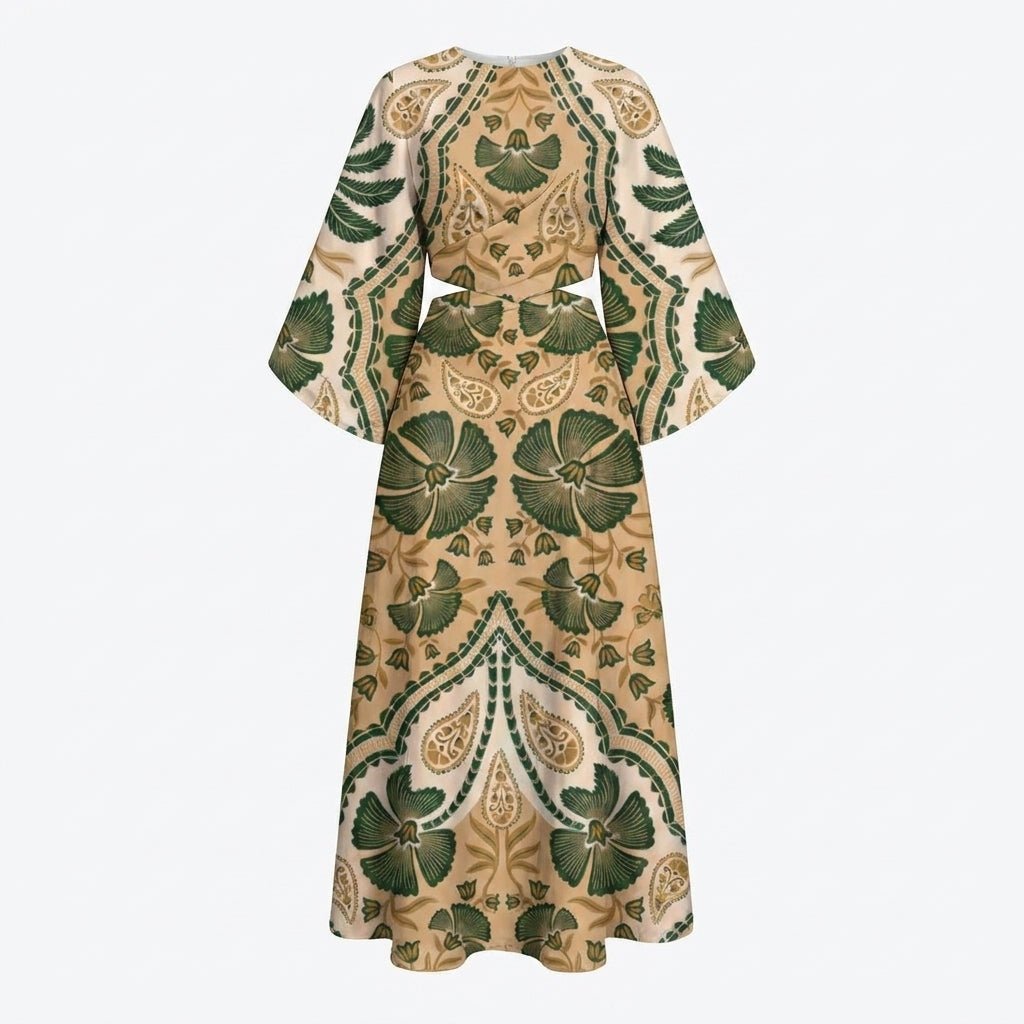 Midi Dress with Batwing Sleeves – Abstract Stripe Print - We are MFEO