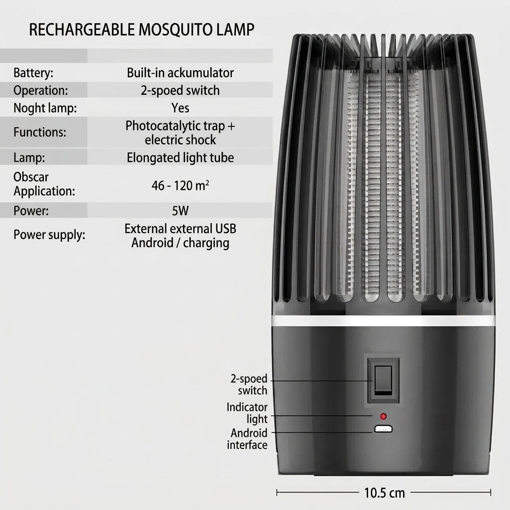 Mosquito Repellent with LED Lamp – Rechargeable, Chemical-Free Insect Trap for Indoor and Outdoor Use - We are MFEO