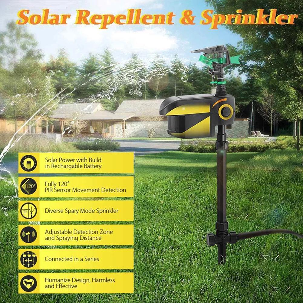 Motion Activated Garden Sprinkler – Solar Powered with Adjustable Range for Animal Deterrent - We are MFEO