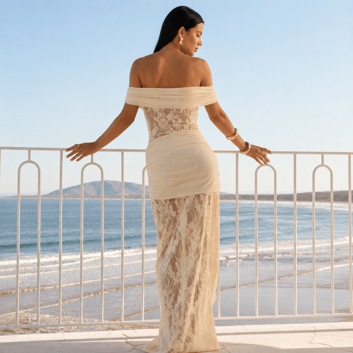 Off-Shoulder Lace Maxi Dress – Fitted Formal Evening Cocktail Dress - We are MFEO