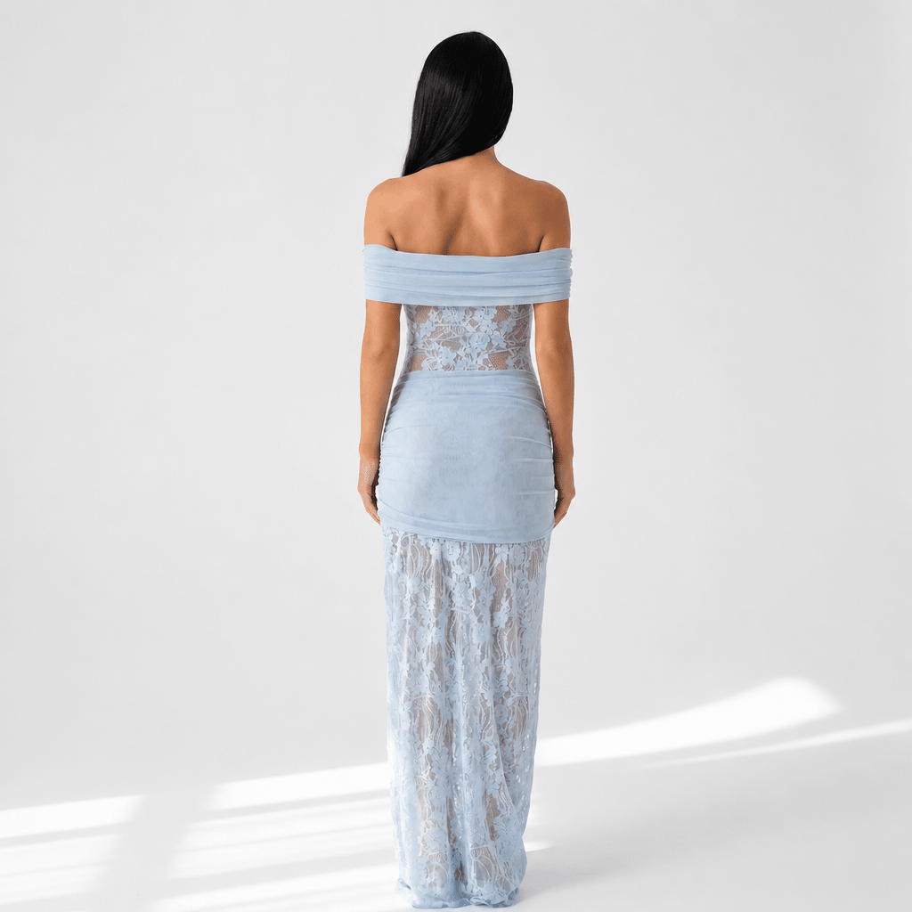 Off-Shoulder Lace Maxi Dress – Fitted Formal Evening Cocktail Dress - We are MFEO