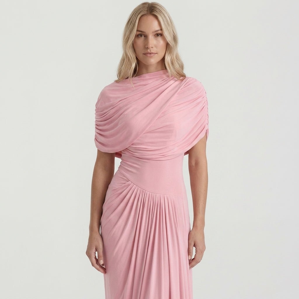 Off Shoulder Maxi Dress – Draped Waist Fit for Formal Events and Weddings - We are MFEO