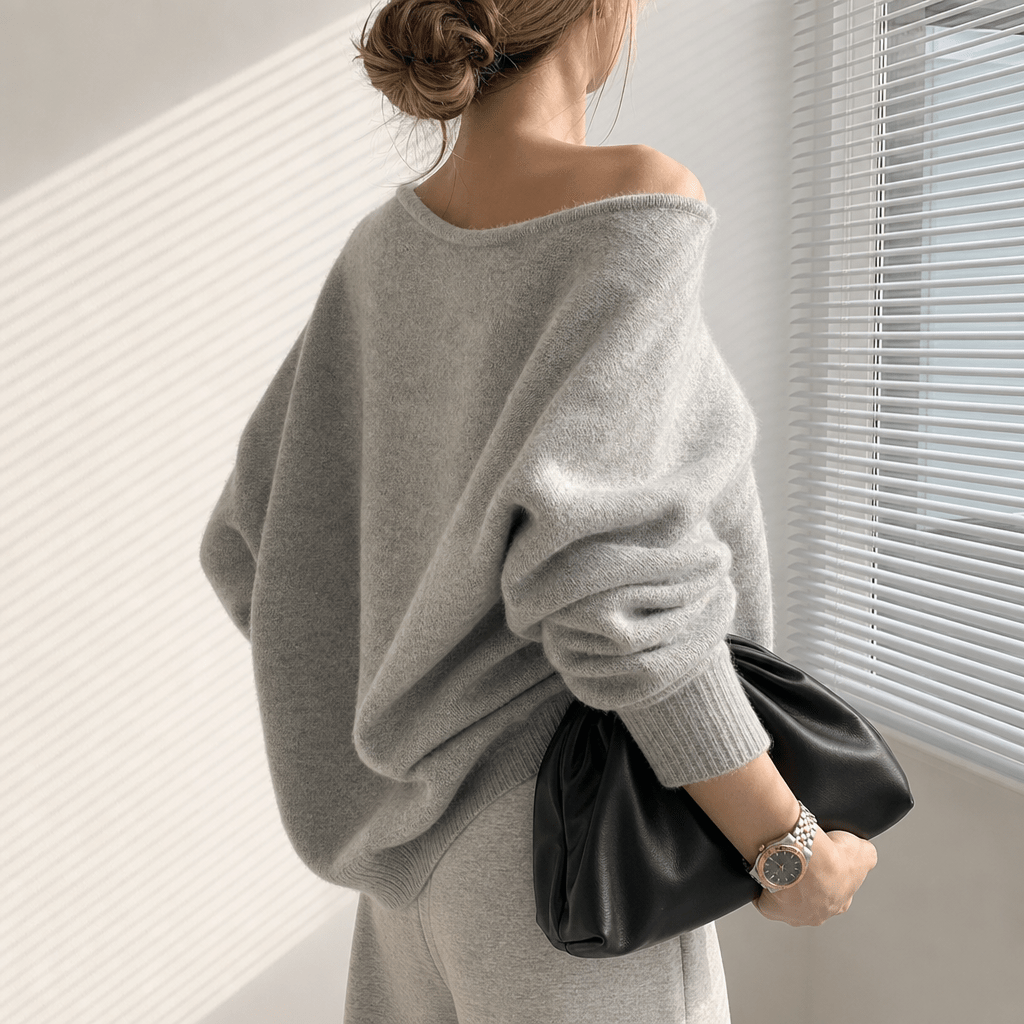 One Shoulder Asymmetric Knit Sweater – Long Sleeve, Comfortable Fit - We are MFEO