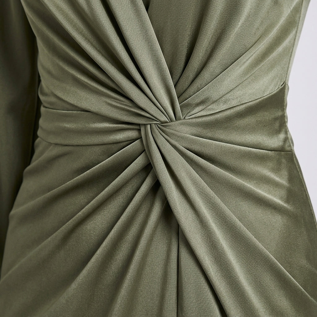 One Shoulder Satin Evening Dress – Draped Waist with High Side Split - We are MFEO