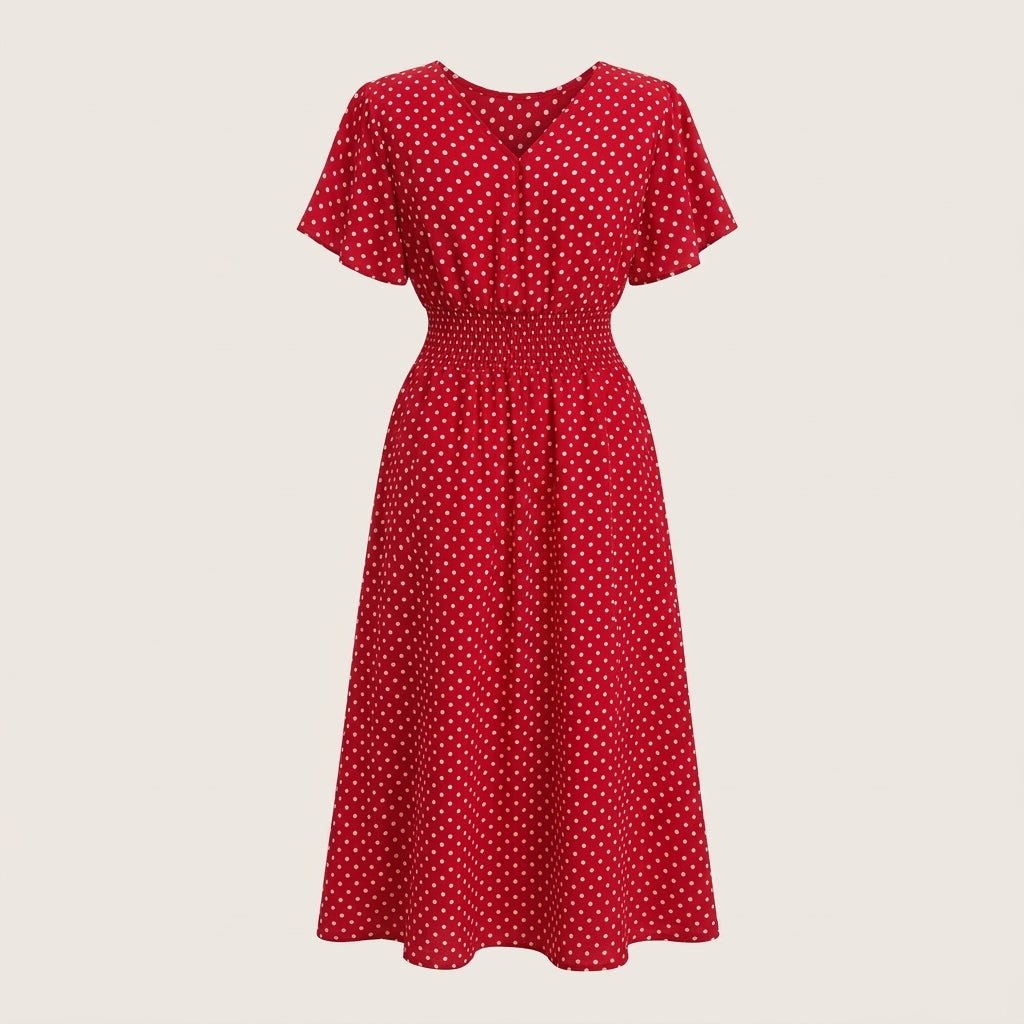 Polka Dot Midi Dress – Wrap Style for Weddings and Summer Events - We are MFEO