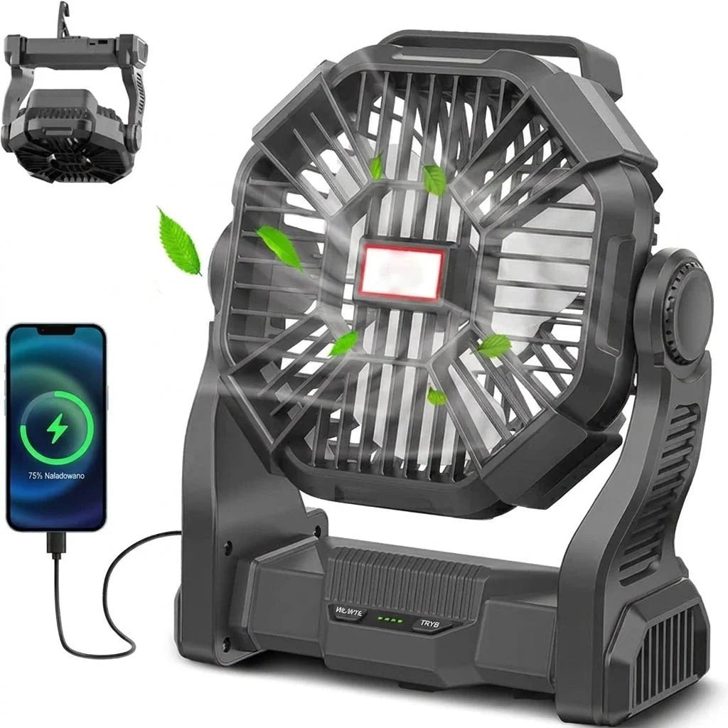 Portable Camping Fan with LED Flashlight – 10,400mAh Battery, Up to 36 Hours Runtime - We are MFEO