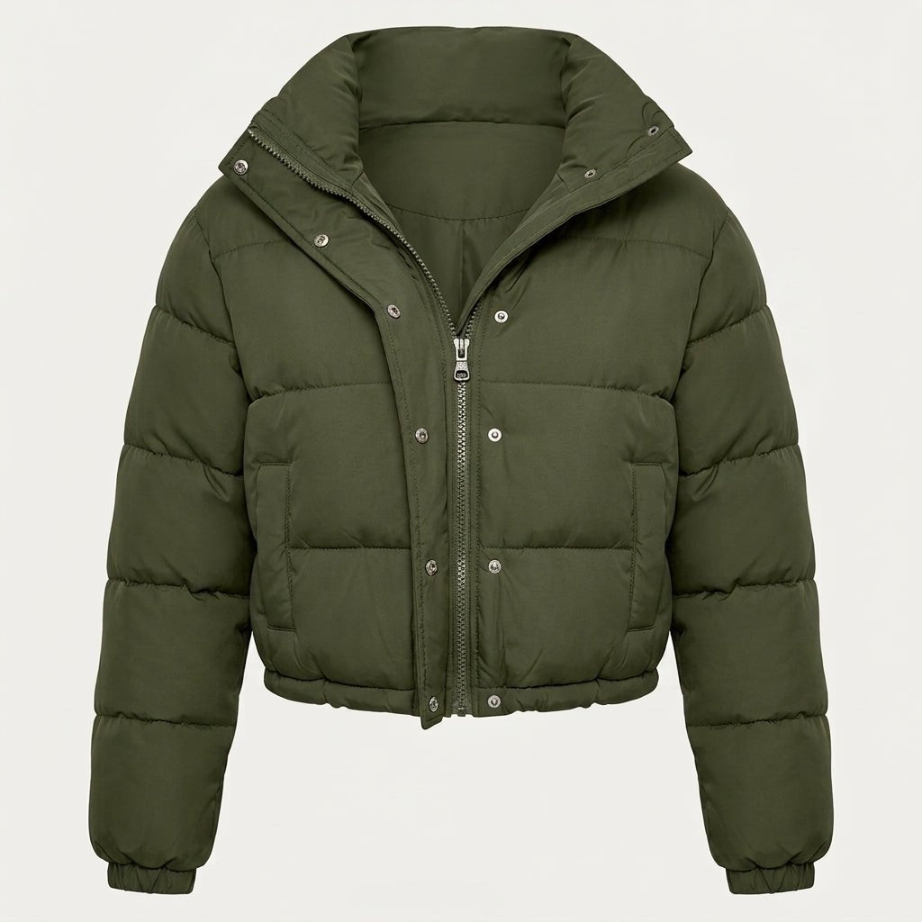 Puffer Jacket – Cropped Quilted Design with Adjustable Hem - We are MFEO