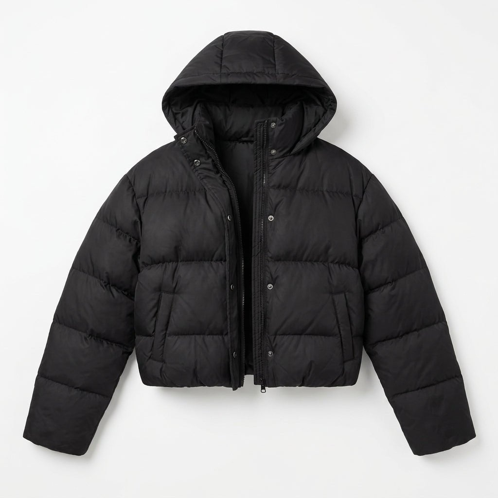Puffer Jacket – Cropped Quilted Design with Adjustable Hem - We are MFEO