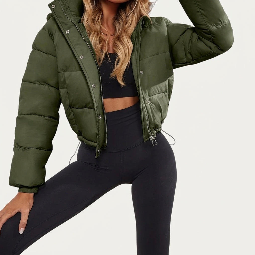 Puffer Jacket – Cropped Quilted Design with Adjustable Hem 1