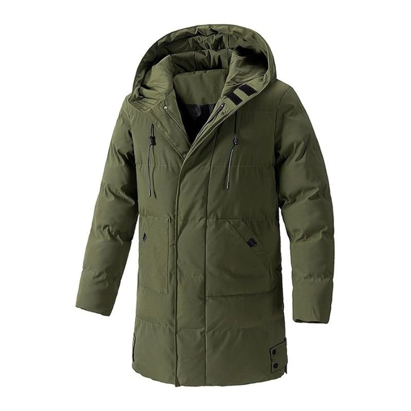 Puffer Jacket for Men - Long Quilted Hooded Coat with Multiple Pockets - We are MFEO