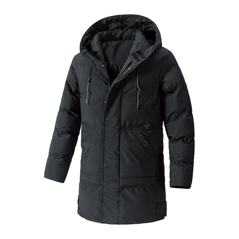 Puffer Jacket for Men - Long Quilted Hooded Coat with Multiple Pockets - We are MFEO