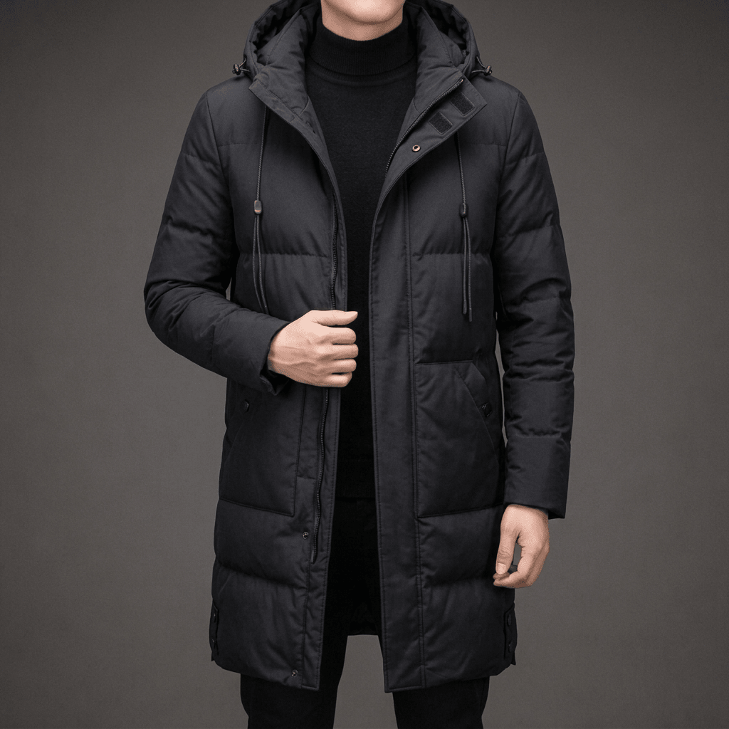 Puffer Jacket for Men - Long Quilted Hooded Coat with Multiple Pockets - We are MFEO