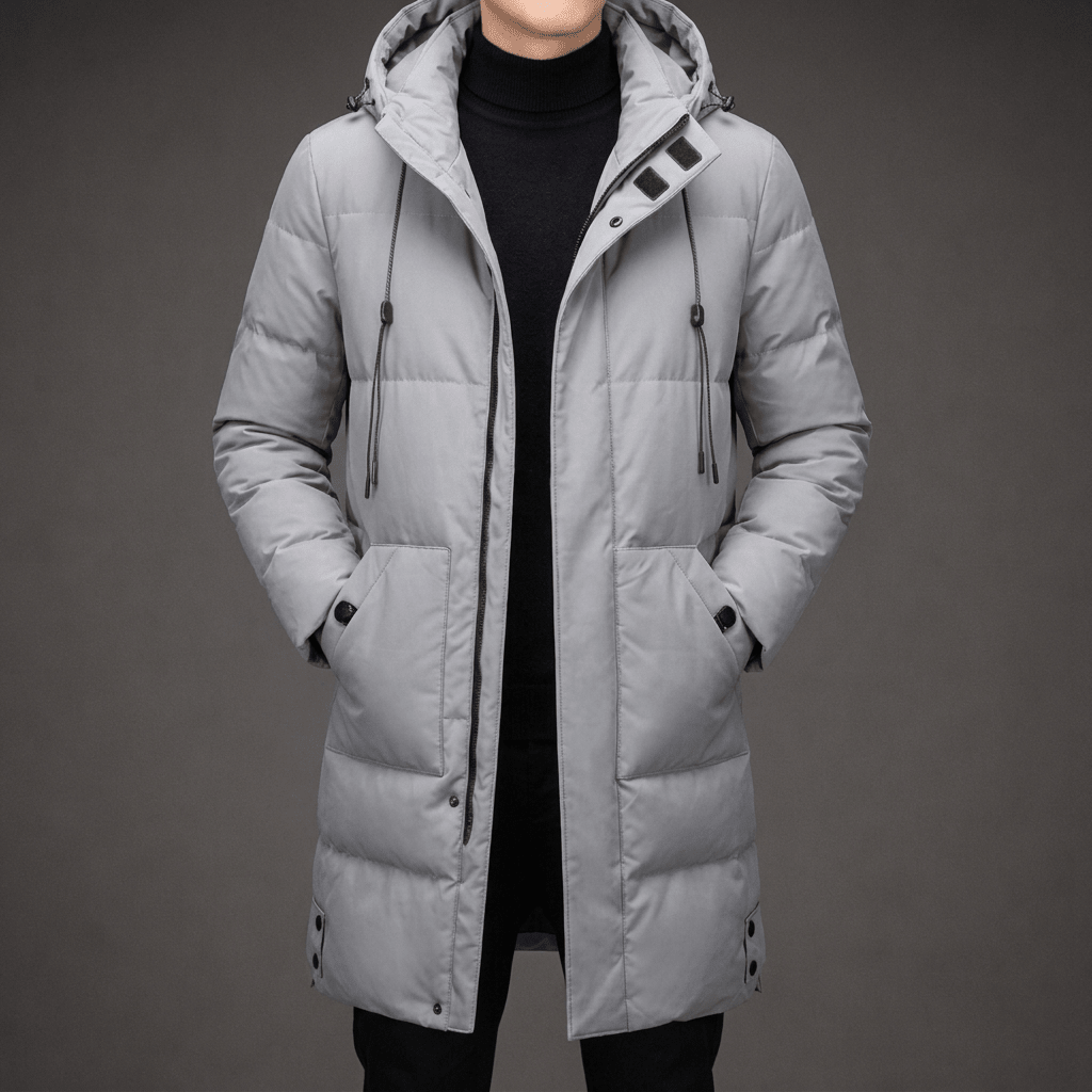 Puffer Jacket for Men - Long Quilted Hooded Coat with Multiple Pockets - We are MFEO