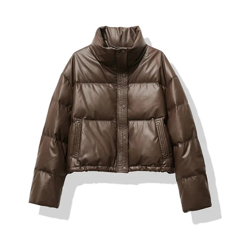 Puffer Jacket Women – Quilted Cropped Winter Outerwear with Stand Collar - We are MFEO
