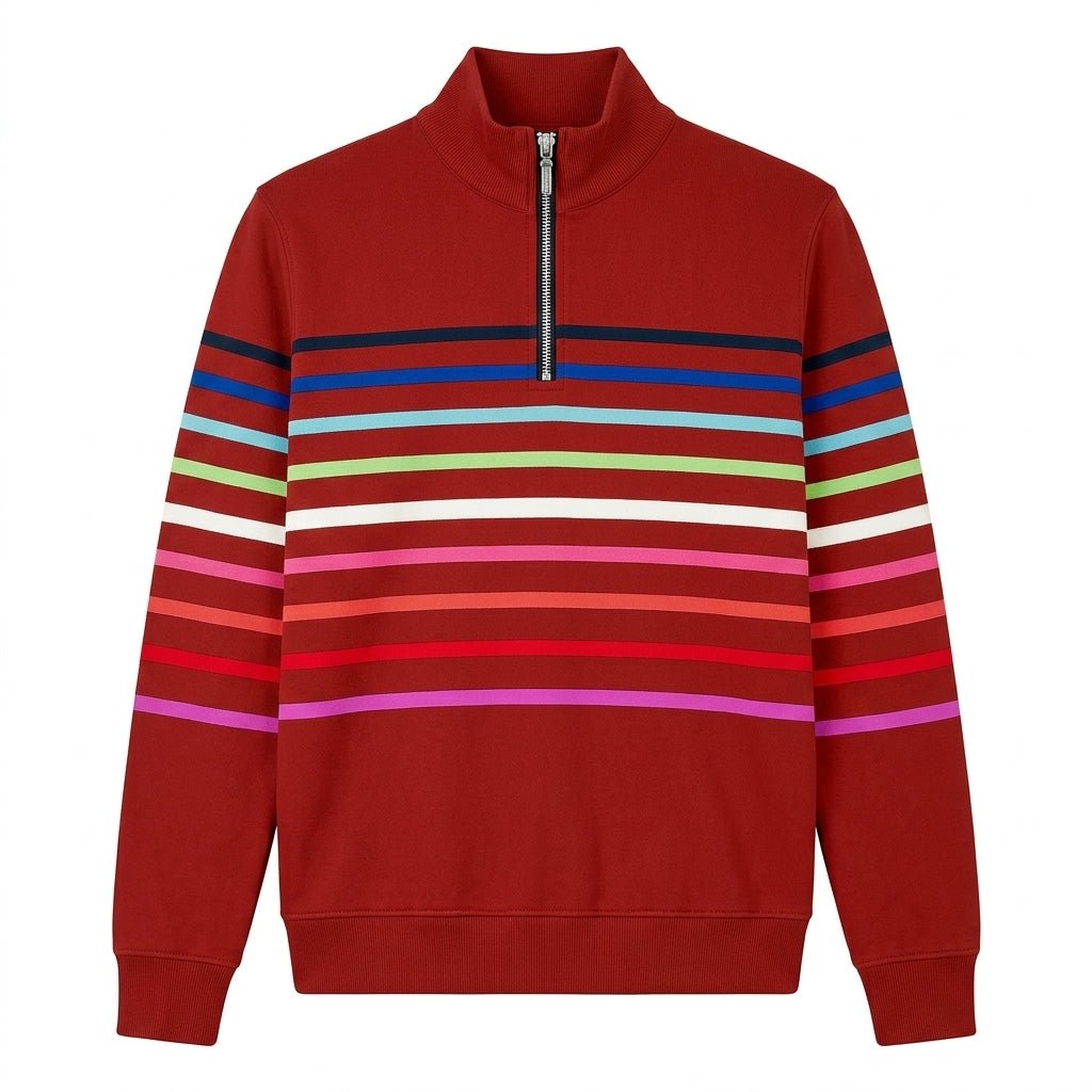 Rainbow Striped Zip Sweatshirt for Women – Relaxed Fit - We are MFEO