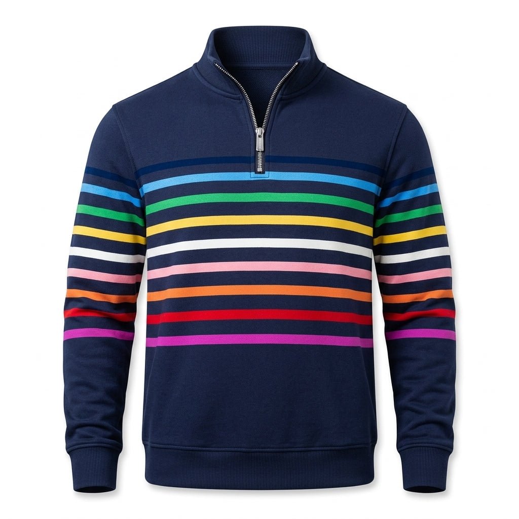 Rainbow Striped Zip Sweatshirt for Women – Relaxed Fit - We are MFEO