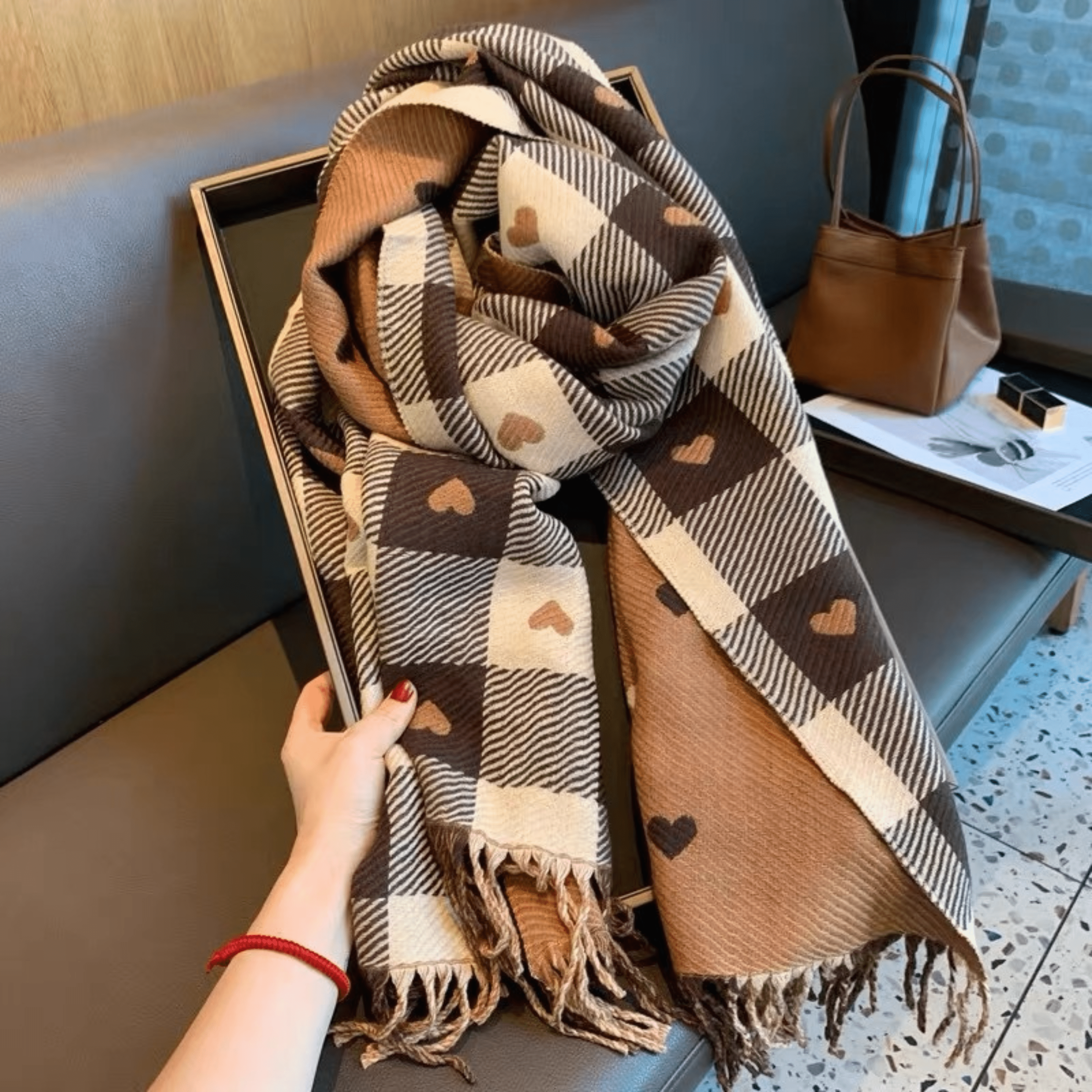 Reversible Plaid Scarf with Tassels - Cozy Double-Sided Accessory for Cold Weather - We are MFEO