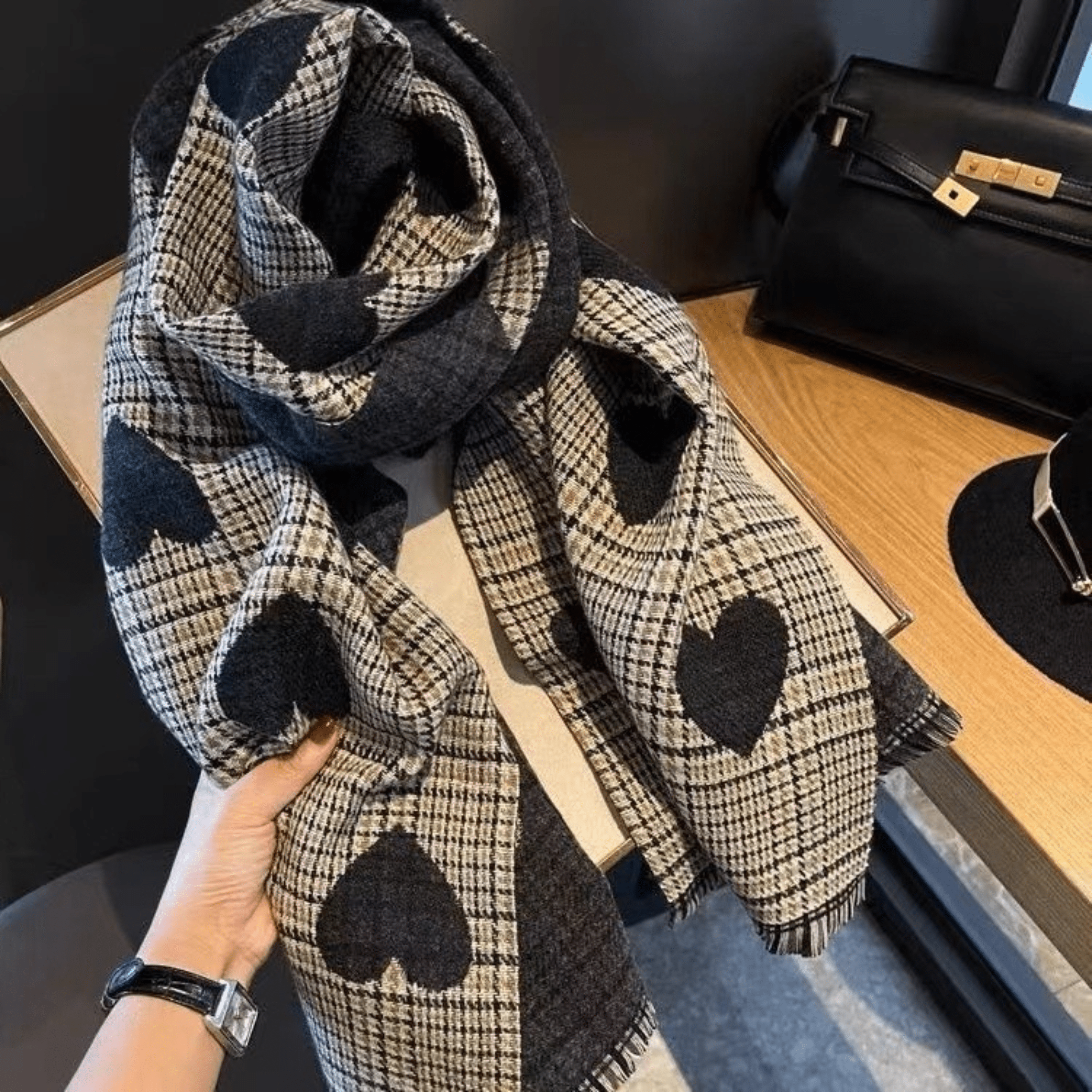 Reversible Plaid Scarf with Tassels - Cozy Double-Sided Accessory for Cold Weather - We are MFEO