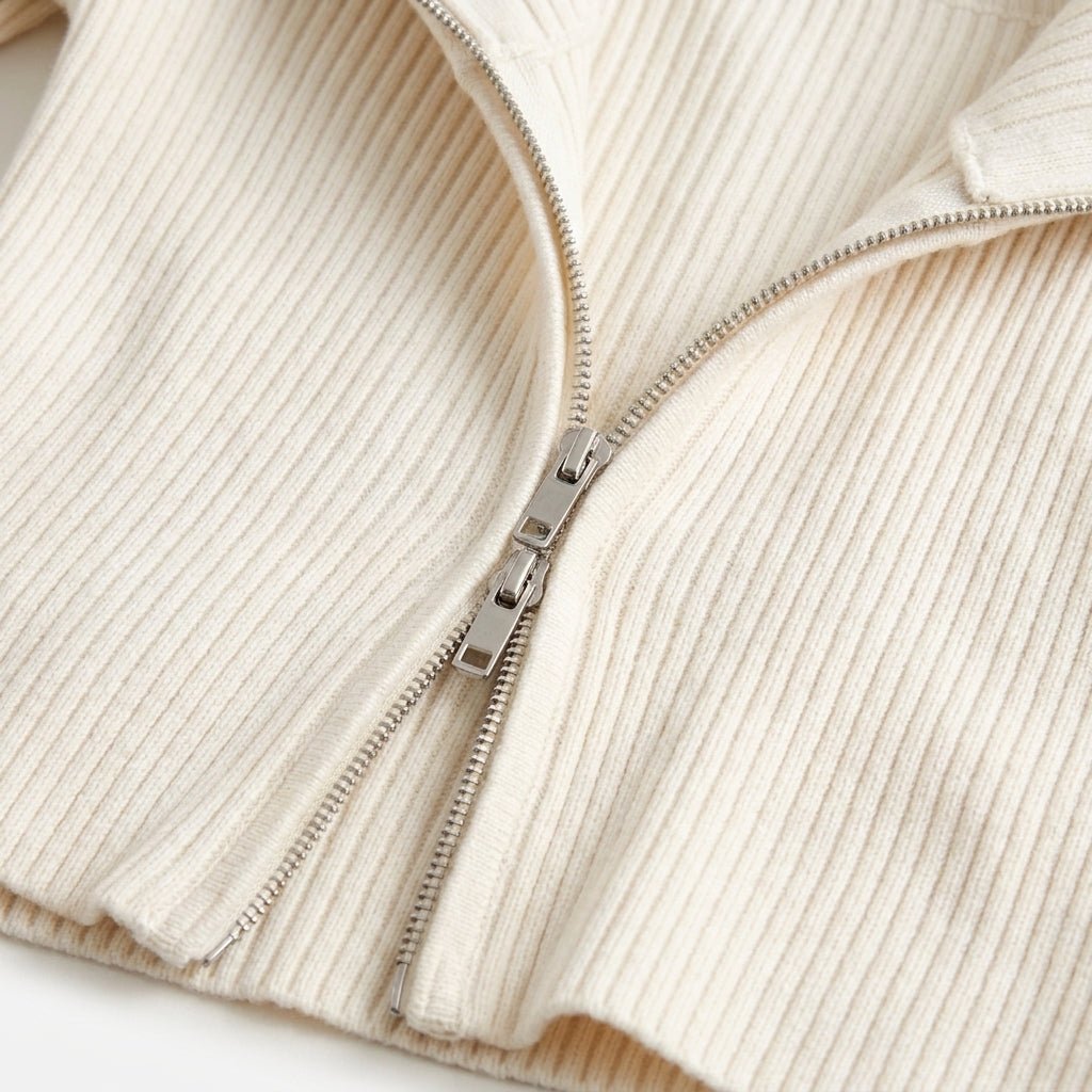 Ribbed Turtleneck Cardigan for Women – Dual Zip Chunky Knit for Autumn/Winter - We are MFEO