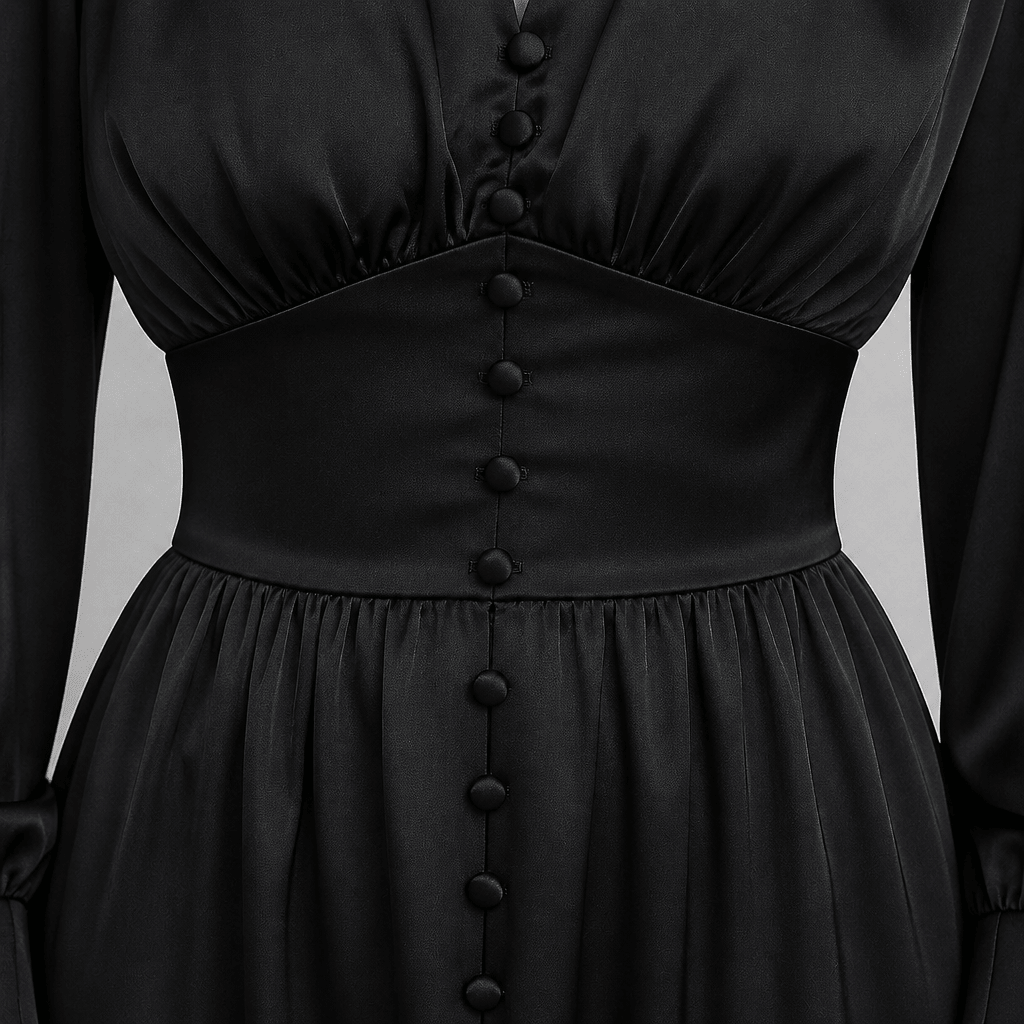 Satin Midi Dress – Button Down Front, Puff Sleeves for Formal Events - We are MFEO