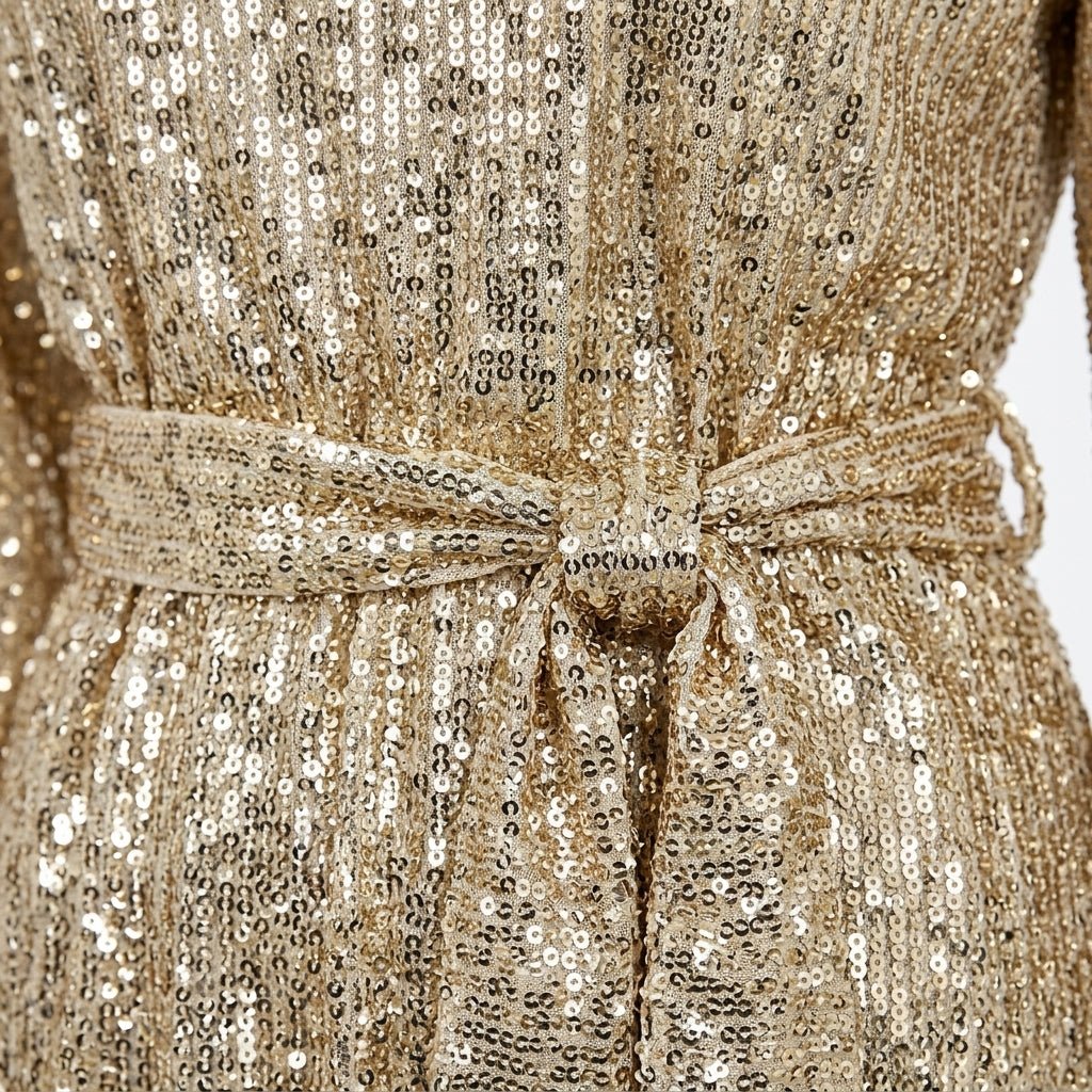 Sequin Mini Dress with Waist Tie – Relaxed Fit Cocktail Dress for Parties - We are MFEO