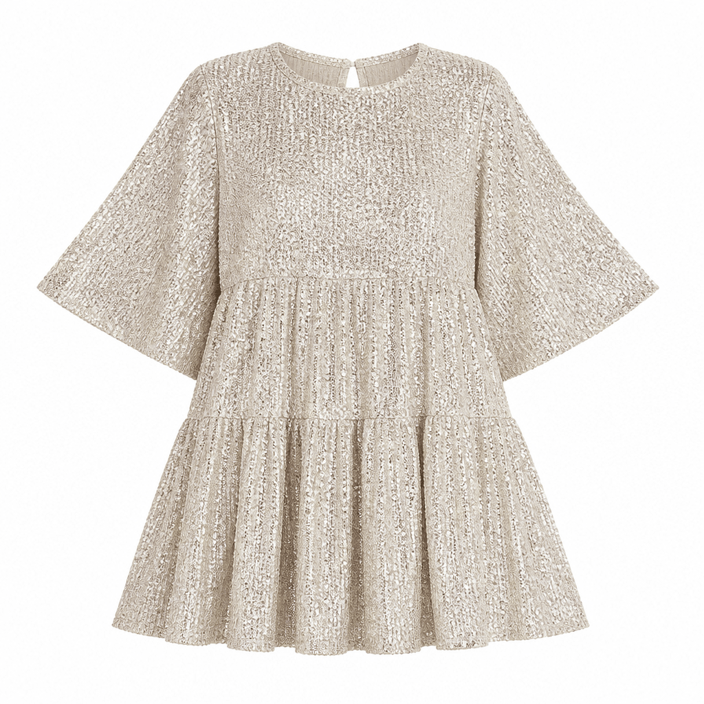Sequin Oversized Mini Dress – Flowy Tiered Silhouette for Parties and Special Occasions - We are MFEO