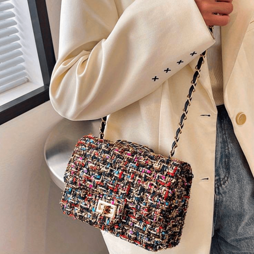 Shoulder Bag for Women – Structured Bouclé Design with Chain Strap - We are MFEO
