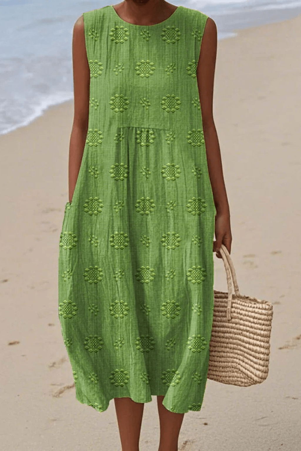 Sleeveless Embroidered Summer Dress with Flattering Waist-Defining Silhouette - We are MFEO