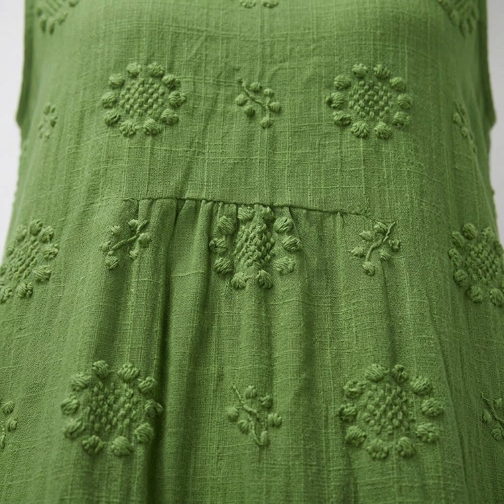 Sleeveless Embroidered Summer Dress with Flattering Waist-Defining Silhouette - We are MFEO