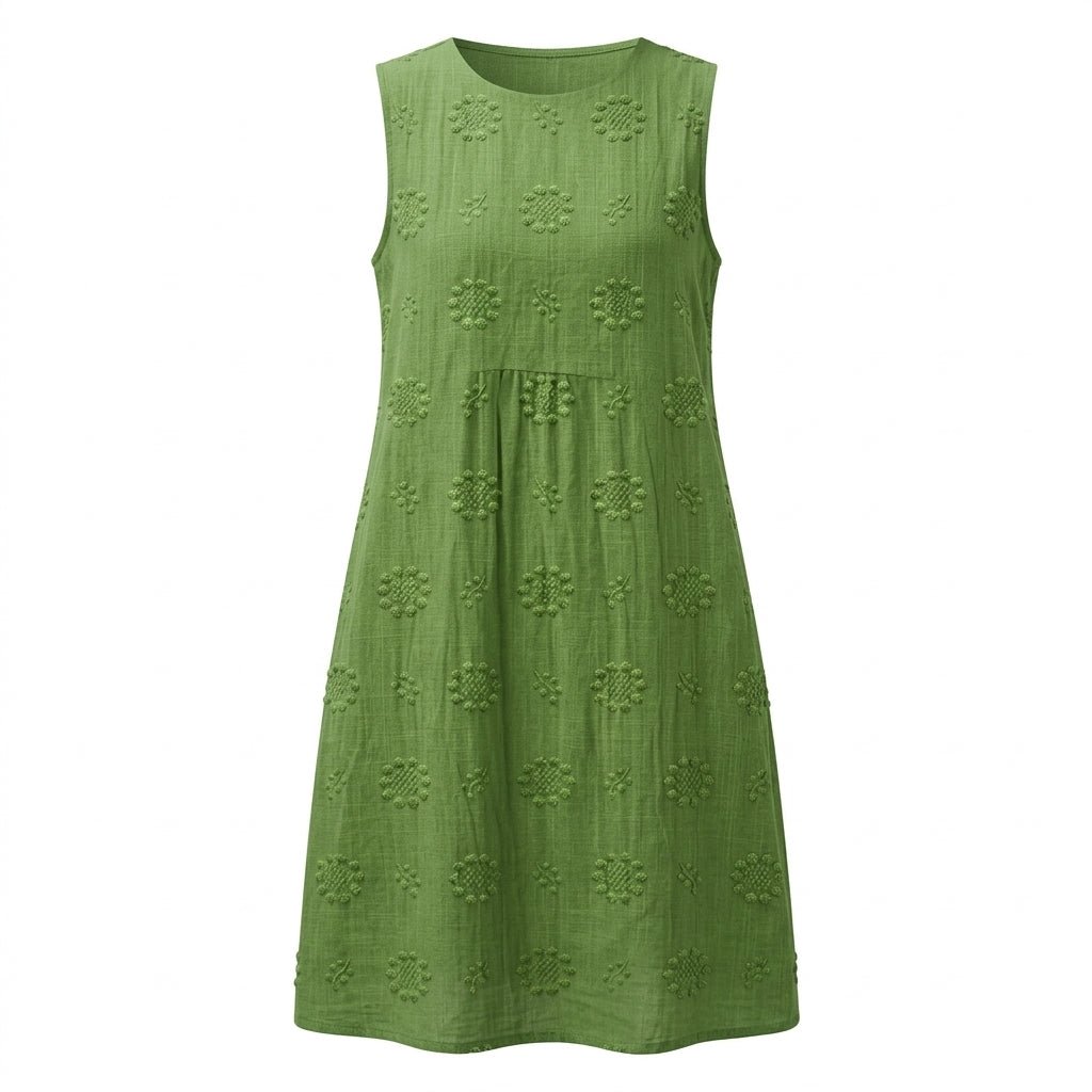 Sleeveless Embroidered Summer Dress with Flattering Waist-Defining Silhouette - We are MFEO