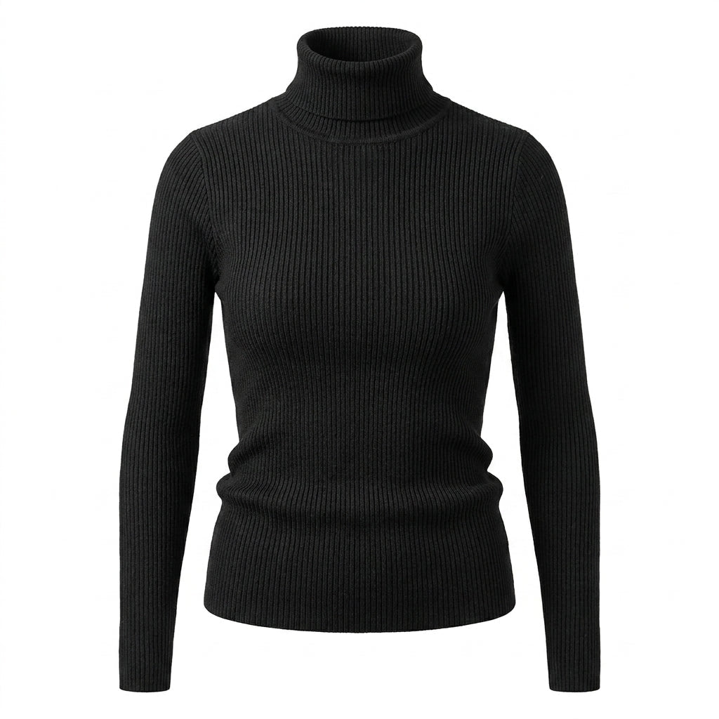 Slim Fit Turtleneck Top for Women – Comfortable Knit for Layering in Autumn/Winter - We are MFEO