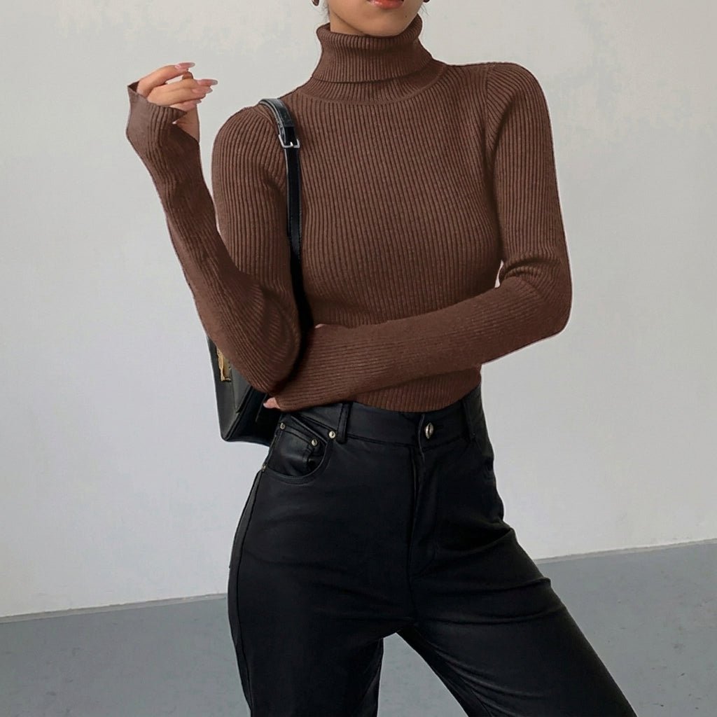 Slim Fit Turtleneck Top for Women – Comfortable Knit for Layering in Autumn/Winter - We are MFEO