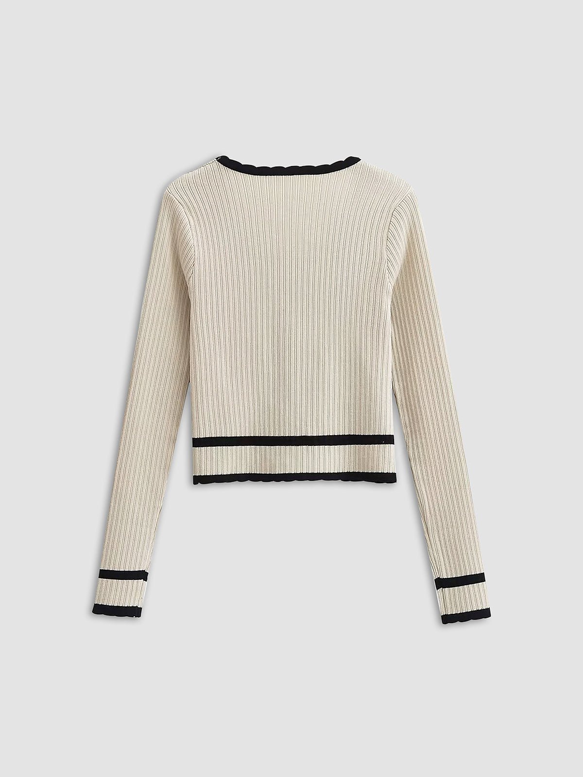 Slim Fit Vintage Cardigan for Layering – 100% Polyester Knit with Contrast Detailing - We are MFEO