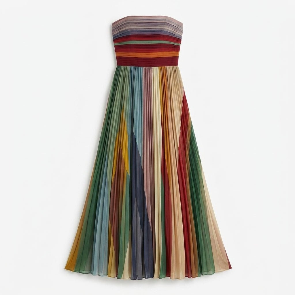 Strapless Pleated Maxi Dress – Long Silhouette, Relaxed Fit - We are MFEO
