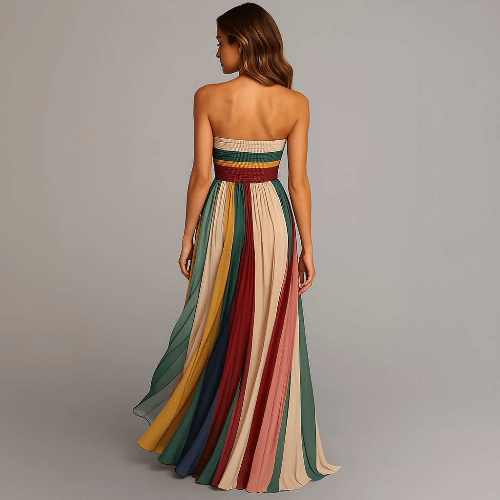 Strapless Pleated Maxi Dress – Long Silhouette, Relaxed Fit - We are MFEO