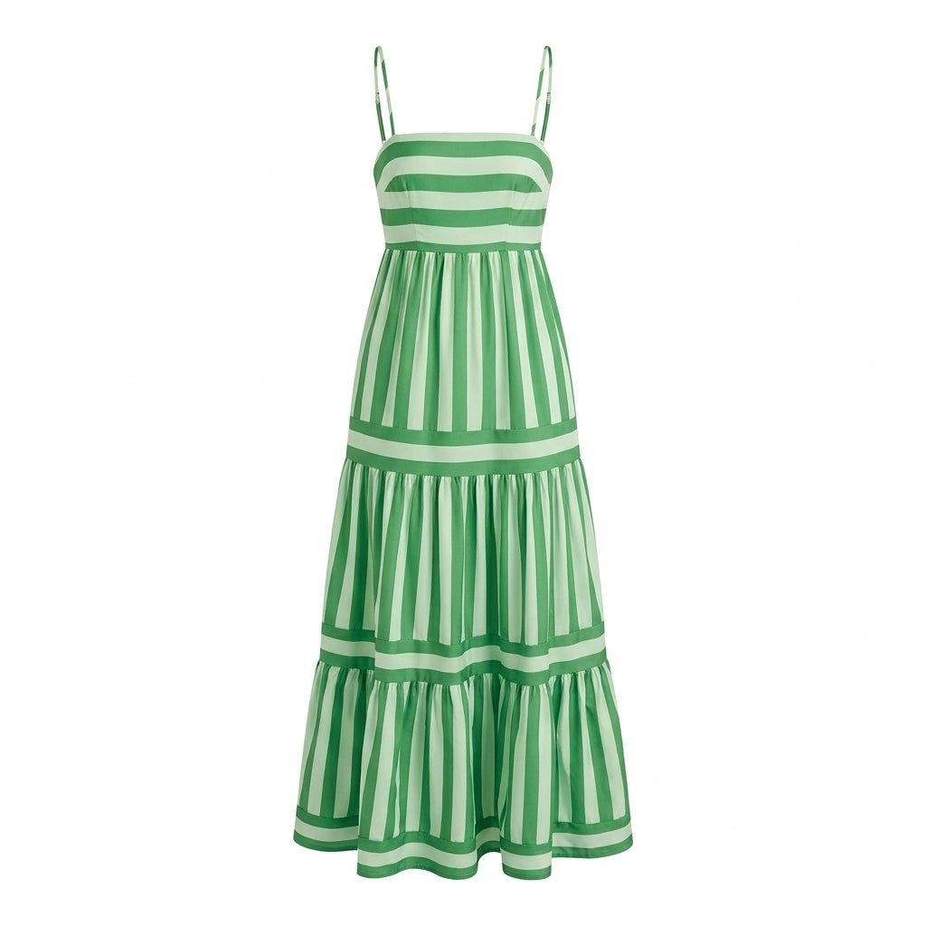 Striped Maxi Dress for Summer – Tiered Silhouette with Pockets - We are MFEO