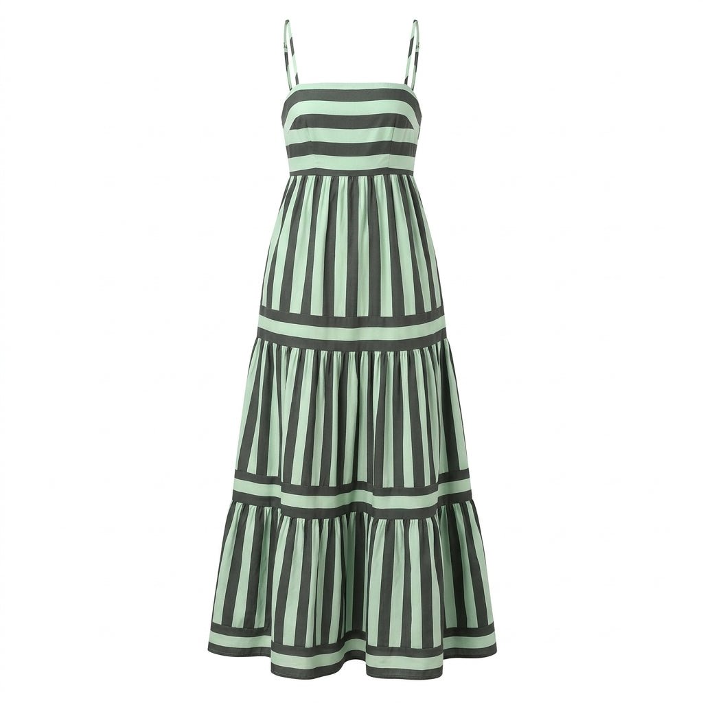 Striped Maxi Dress for Summer – Tiered Silhouette with Pockets - We are MFEO