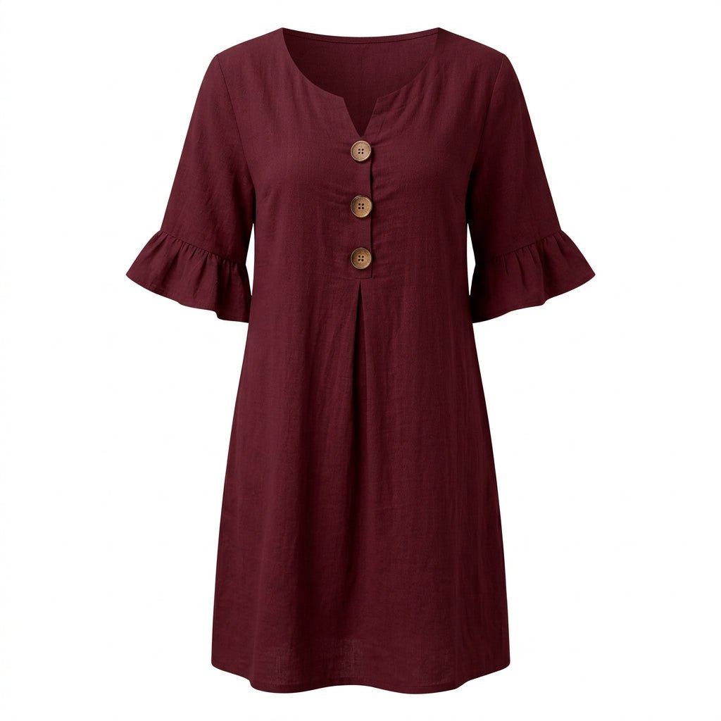 Summer Cotton Mini Dress with Flutter Sleeves – Relaxed A-Line - We are MFEO
