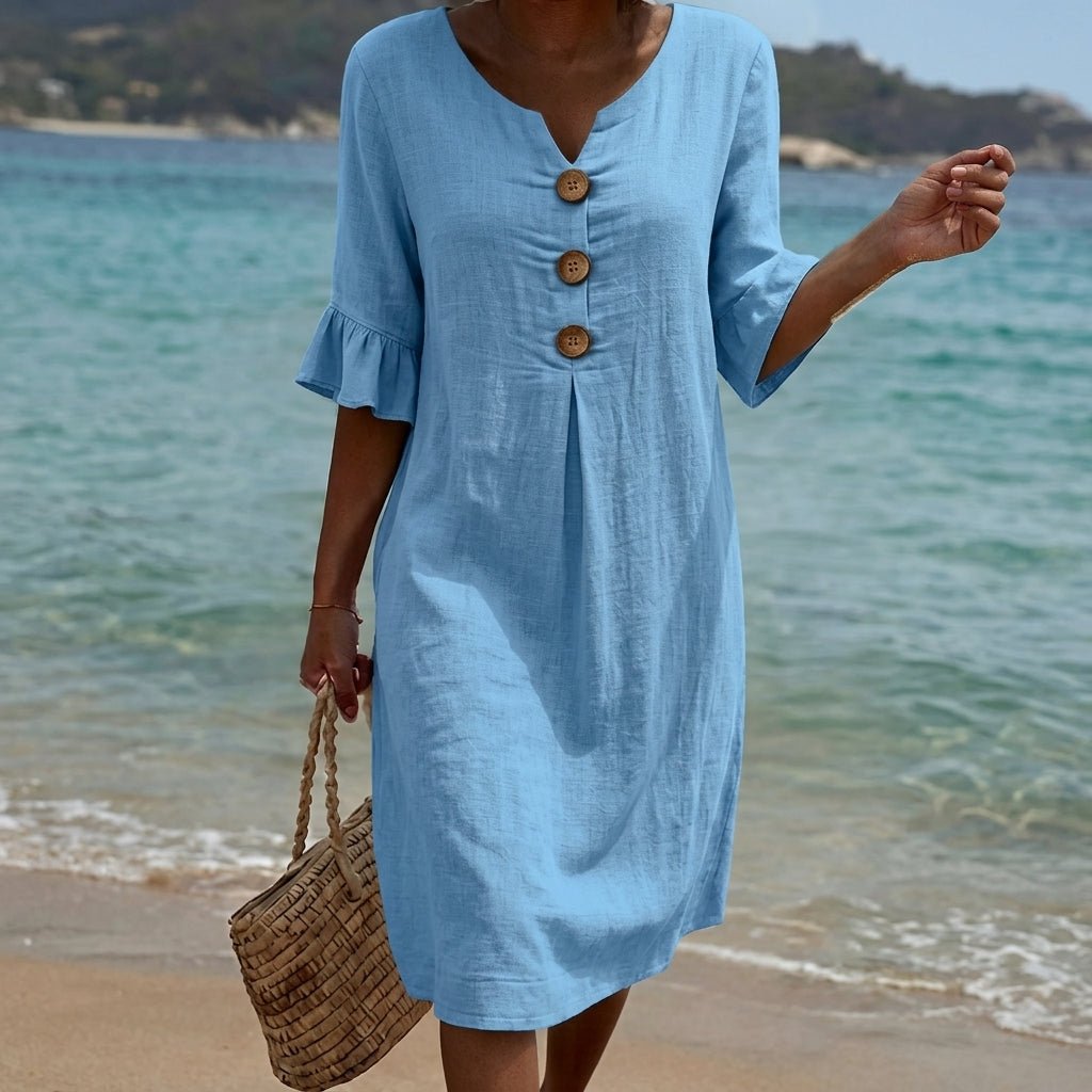 Summer Cotton Mini Dress with Flutter Sleeves – Relaxed A-Line - We are MFEO