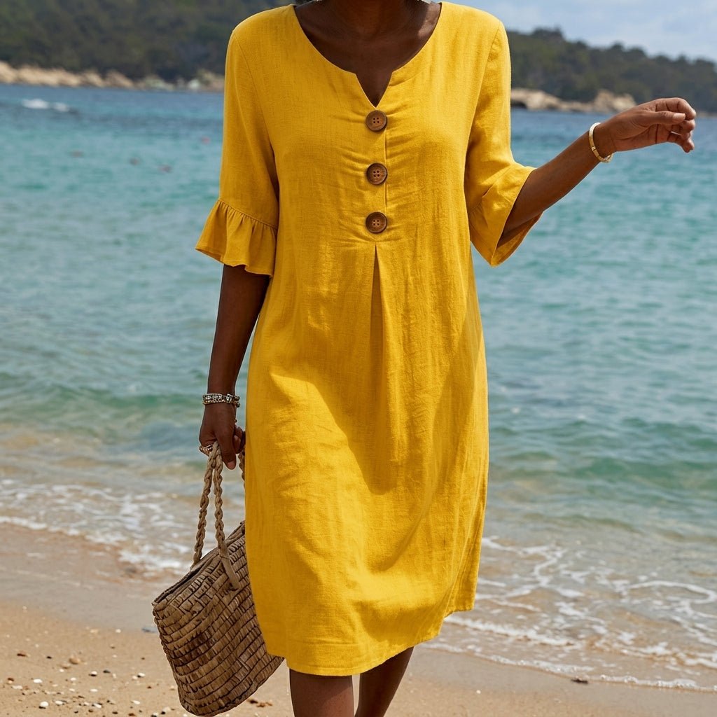 Summer Cotton Mini Dress with Flutter Sleeves – Relaxed A-Line - We are MFEO