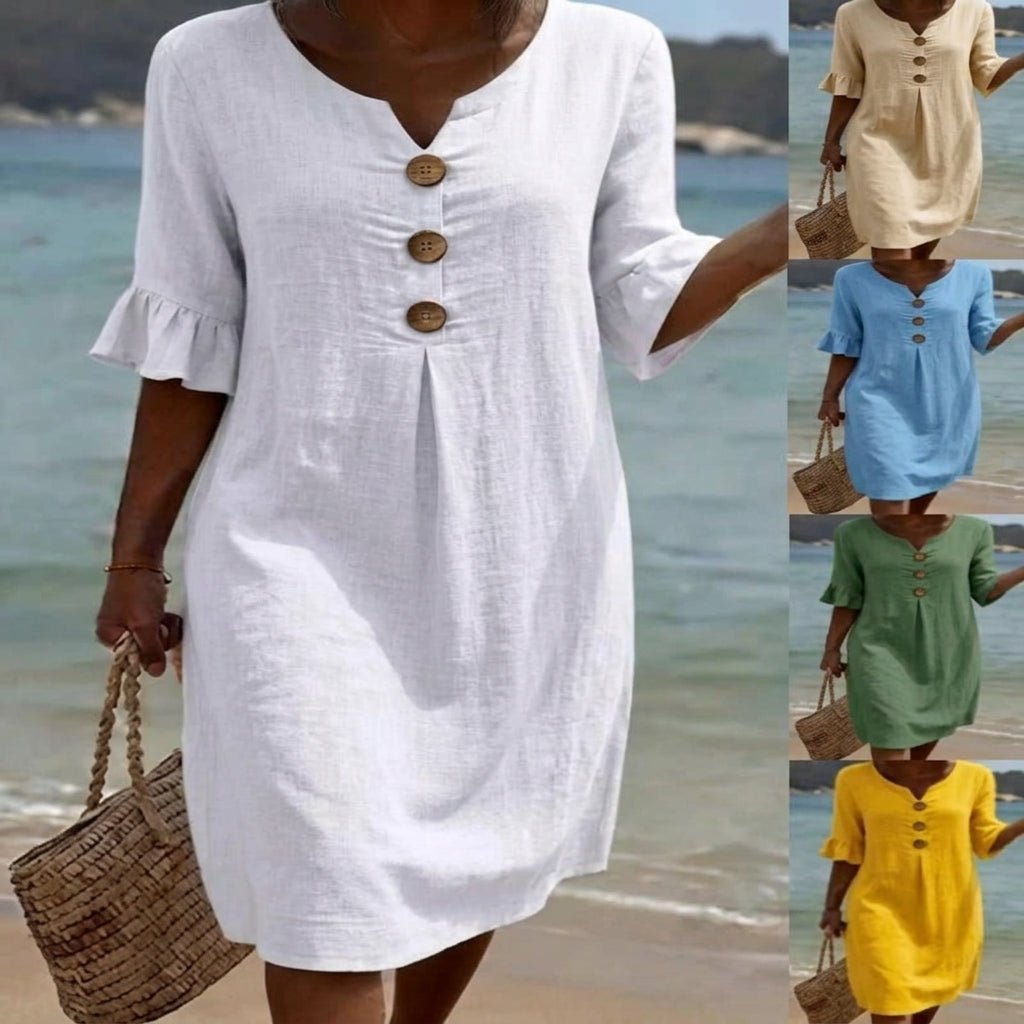 Summer Cotton Mini Dress with Flutter Sleeves – Relaxed A-Line - We are MFEO