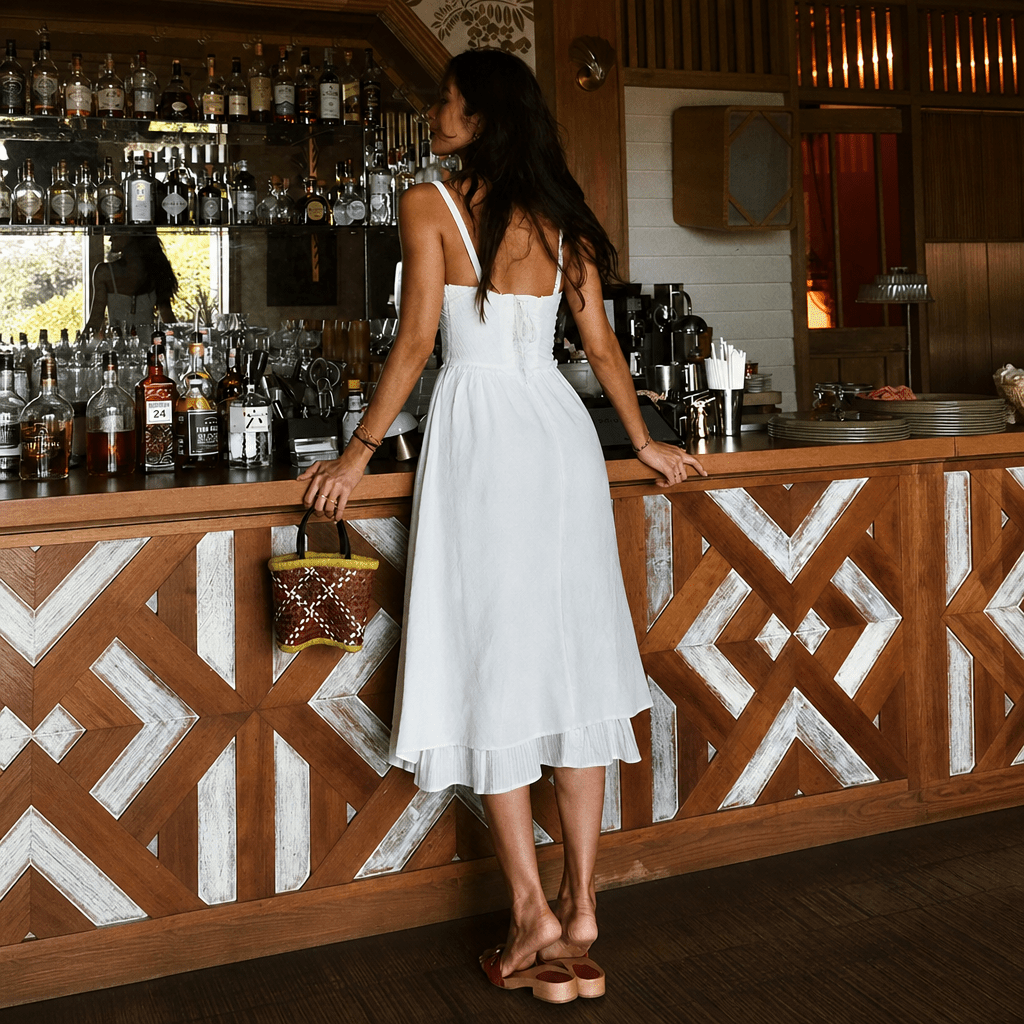 Summer Midi Dress with Ruffle Hem – Adjustable Straps - We are MFEO