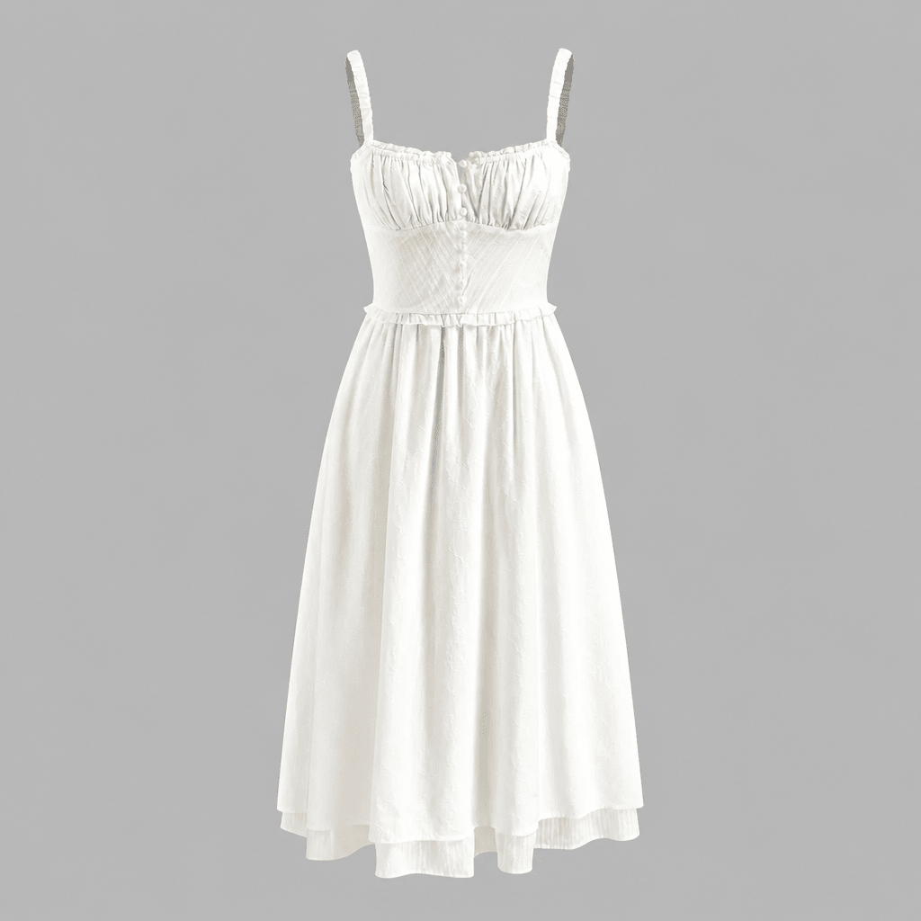 Summer Midi Dress with Ruffle Hem – Adjustable Straps - We are MFEO
