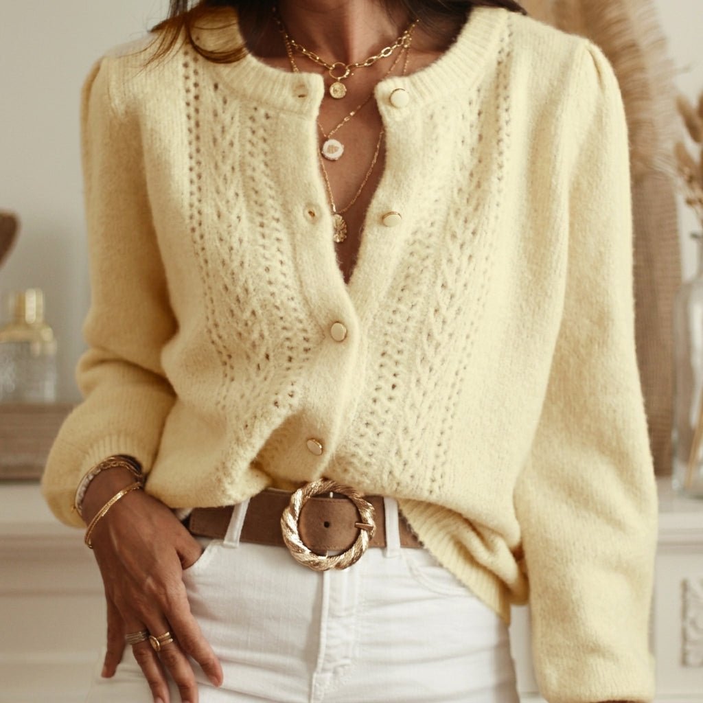 Textured Knit Cardigan for Women – Relaxed Fit, Button Closure for Autumn and Winter - We are MFEO