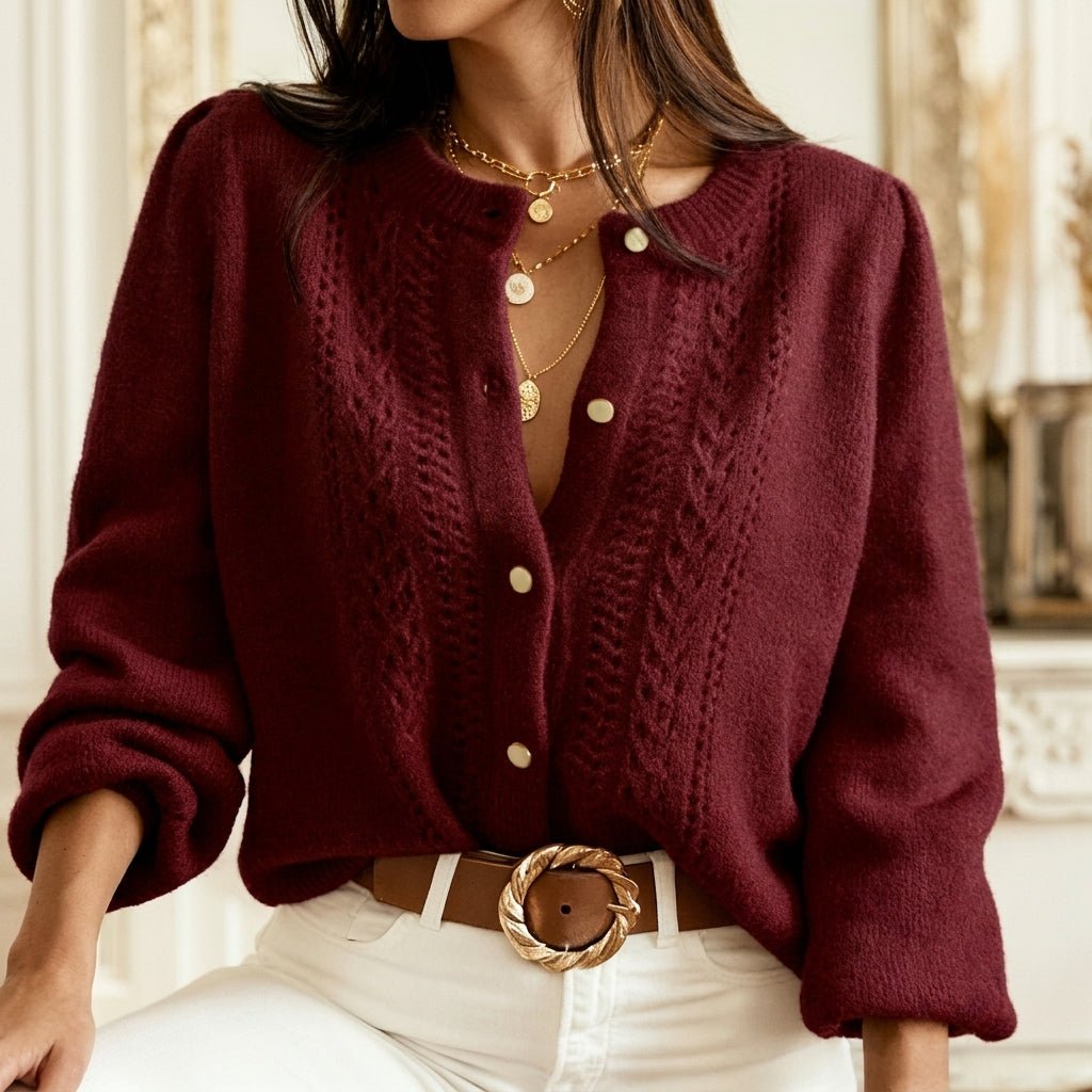 Textured Knit Cardigan for Women – Relaxed Fit, Button Closure for Autumn and Winter - We are MFEO