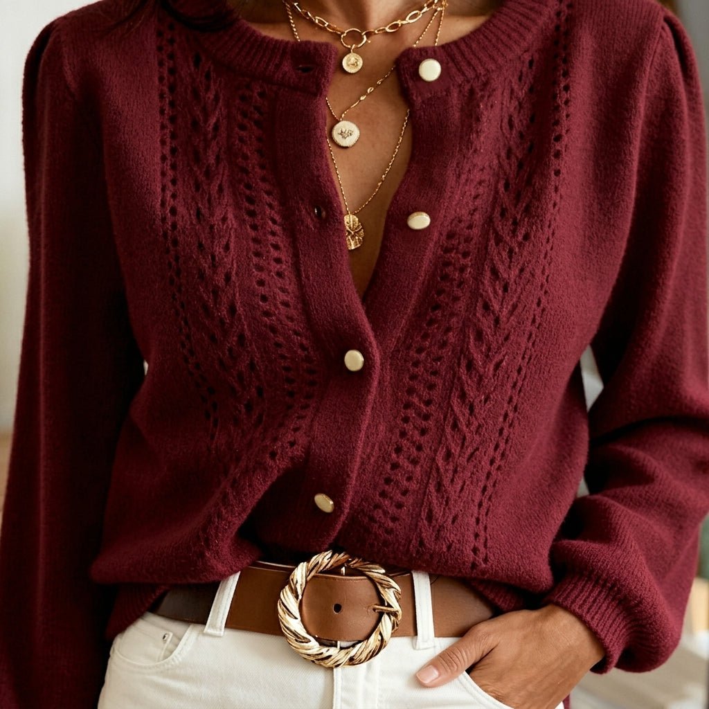 Textured Knit Cardigan for Women – Relaxed Fit, Button Closure for Autumn and Winter - We are MFEO
