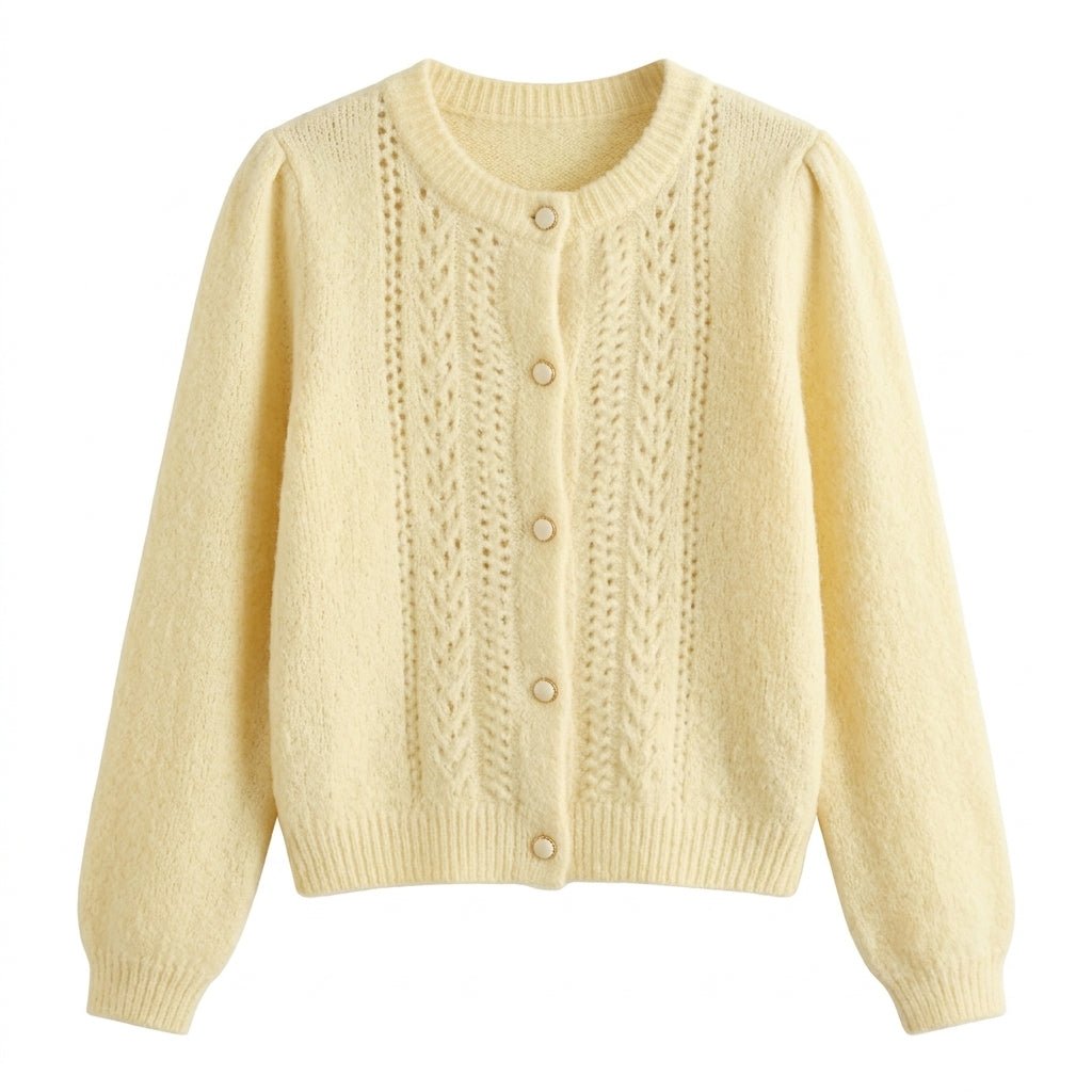 Textured Knit Cardigan for Women – Relaxed Fit, Button Closure for Autumn and Winter - We are MFEO