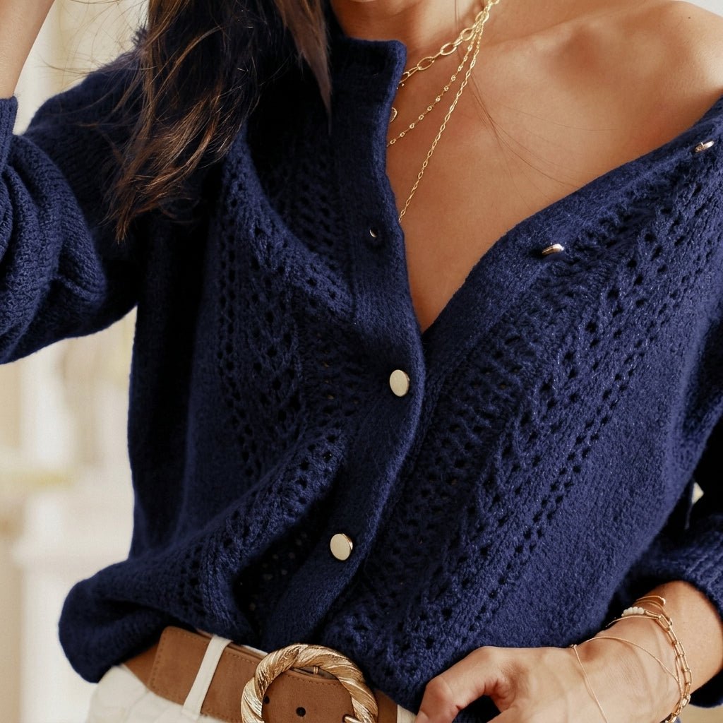 Textured Knit Cardigan for Women – Relaxed Fit, Button Closure for Autumn and Winter - We are MFEO